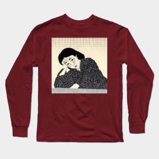 Japanese art of handsome tired asian woman Long Sleeve T-Shirt
